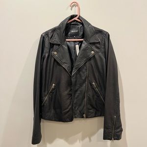 Madewell Washed Leather Motorcycle Jacket: Brass Hardware Edition (NEW)